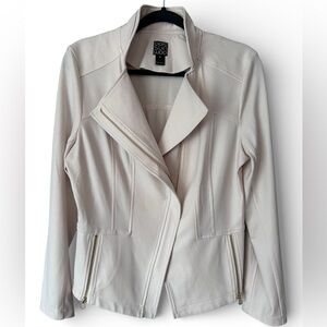 Clara Sun Woo Liquid Leather Signature Moto Jacket White Size M